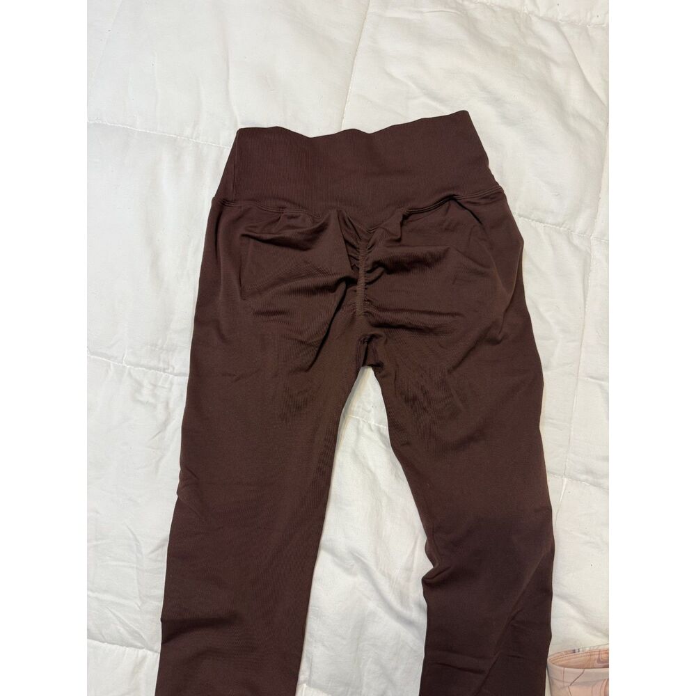 Ruched Scrunched Brown High-Waist Pocket Leggings